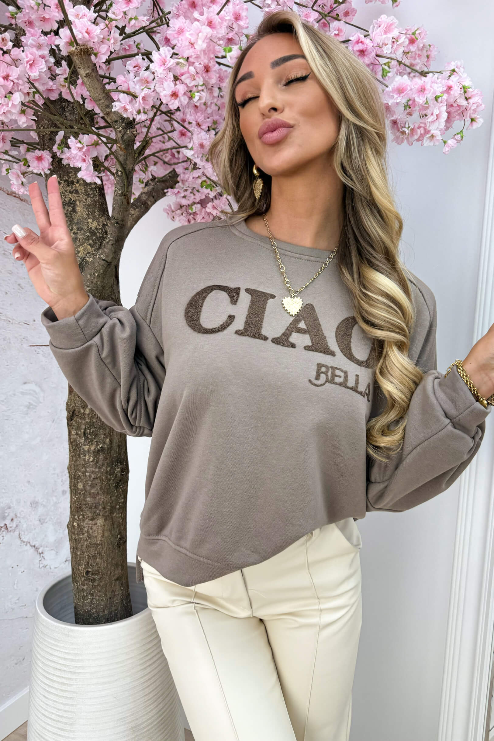 CIAO BELLA SWEATER R50530 - Taupe