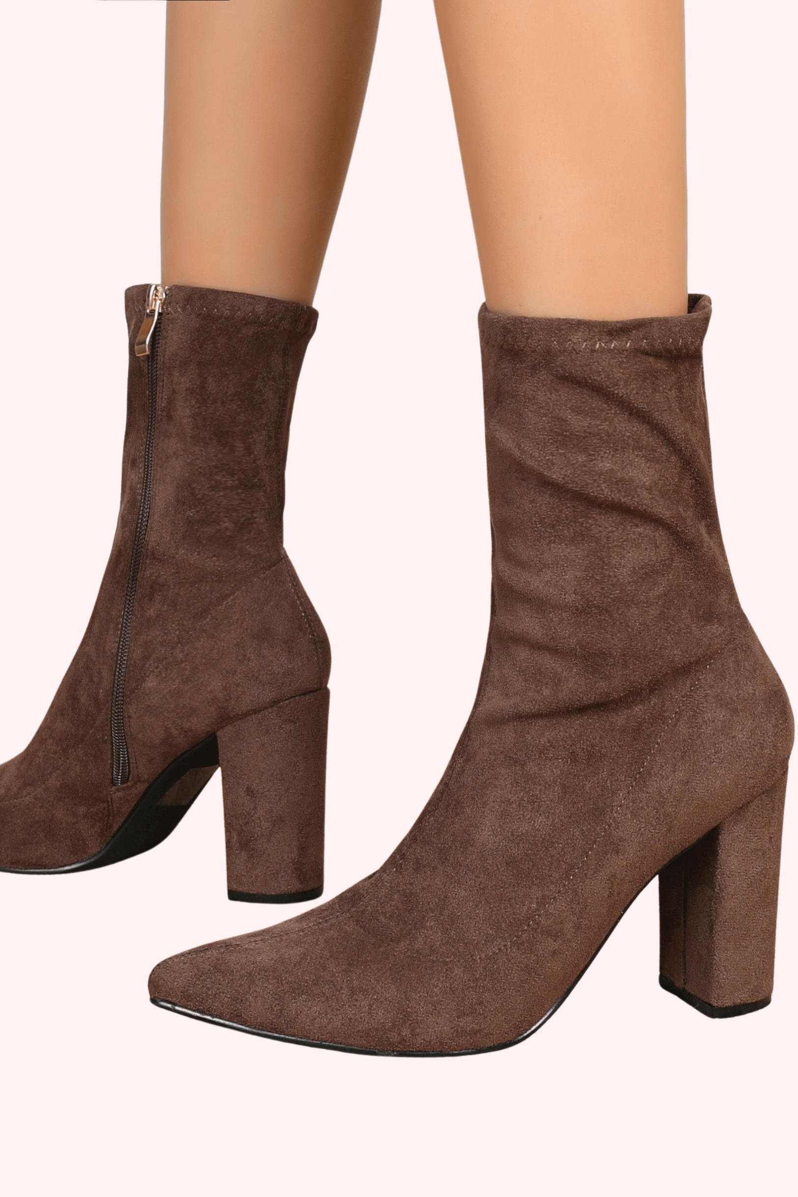 Suede look heels - Bruin
