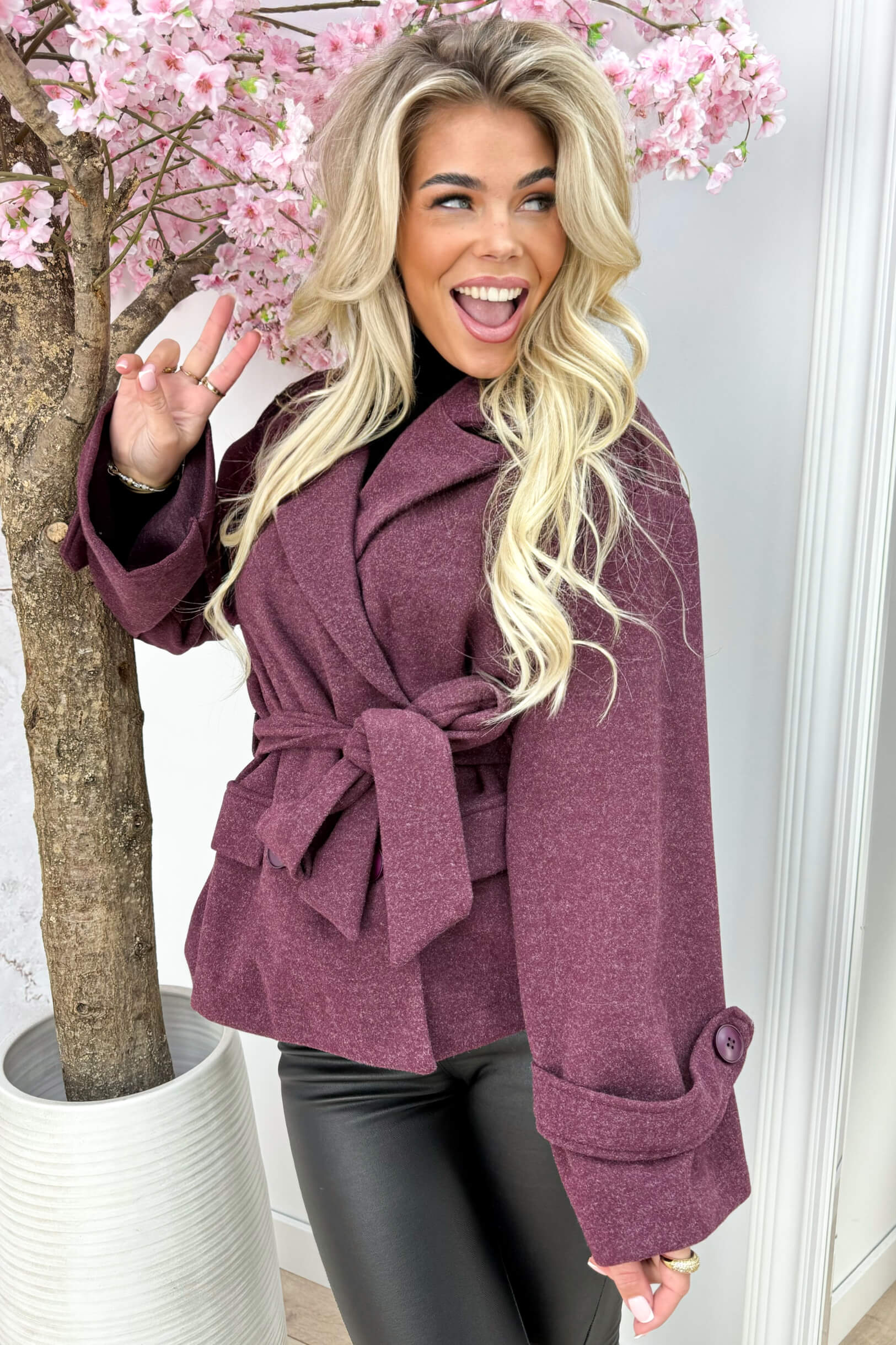 Vilt bow trenchcoat - Bordeaux