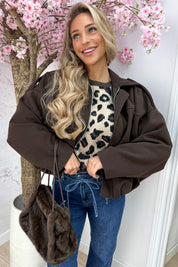 Soft striped bomber - Bruin