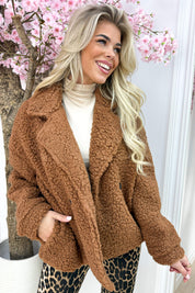 Snuggle up teddy jacket - Cognac