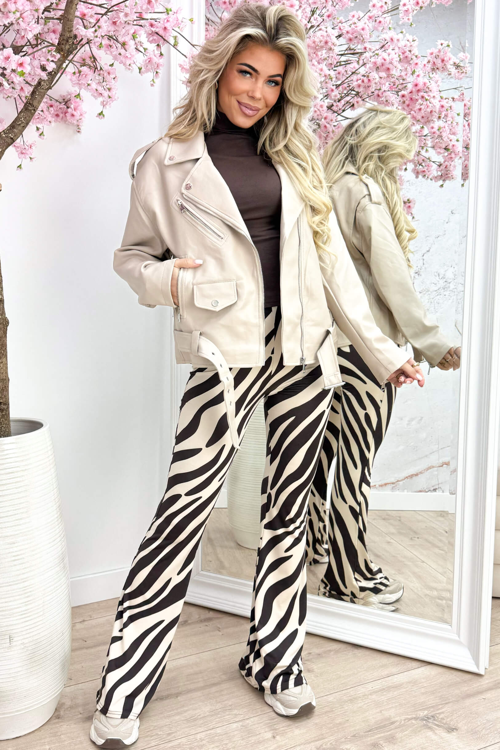 Bad & boujee leather jacket - Beige