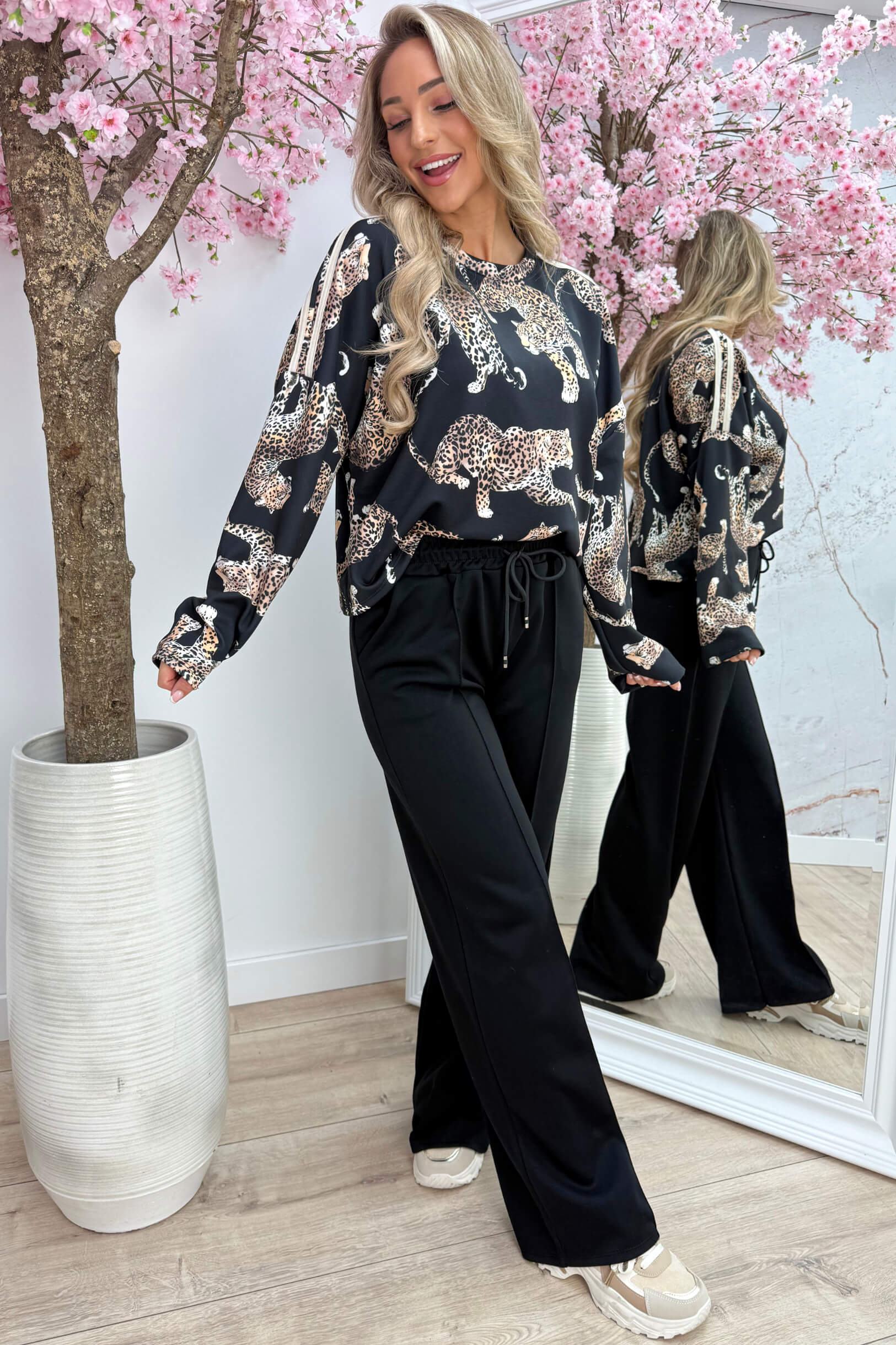 Leopard comfy co-ord - Zwart