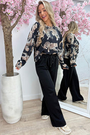 Leopard comfy co-ord - Zwart