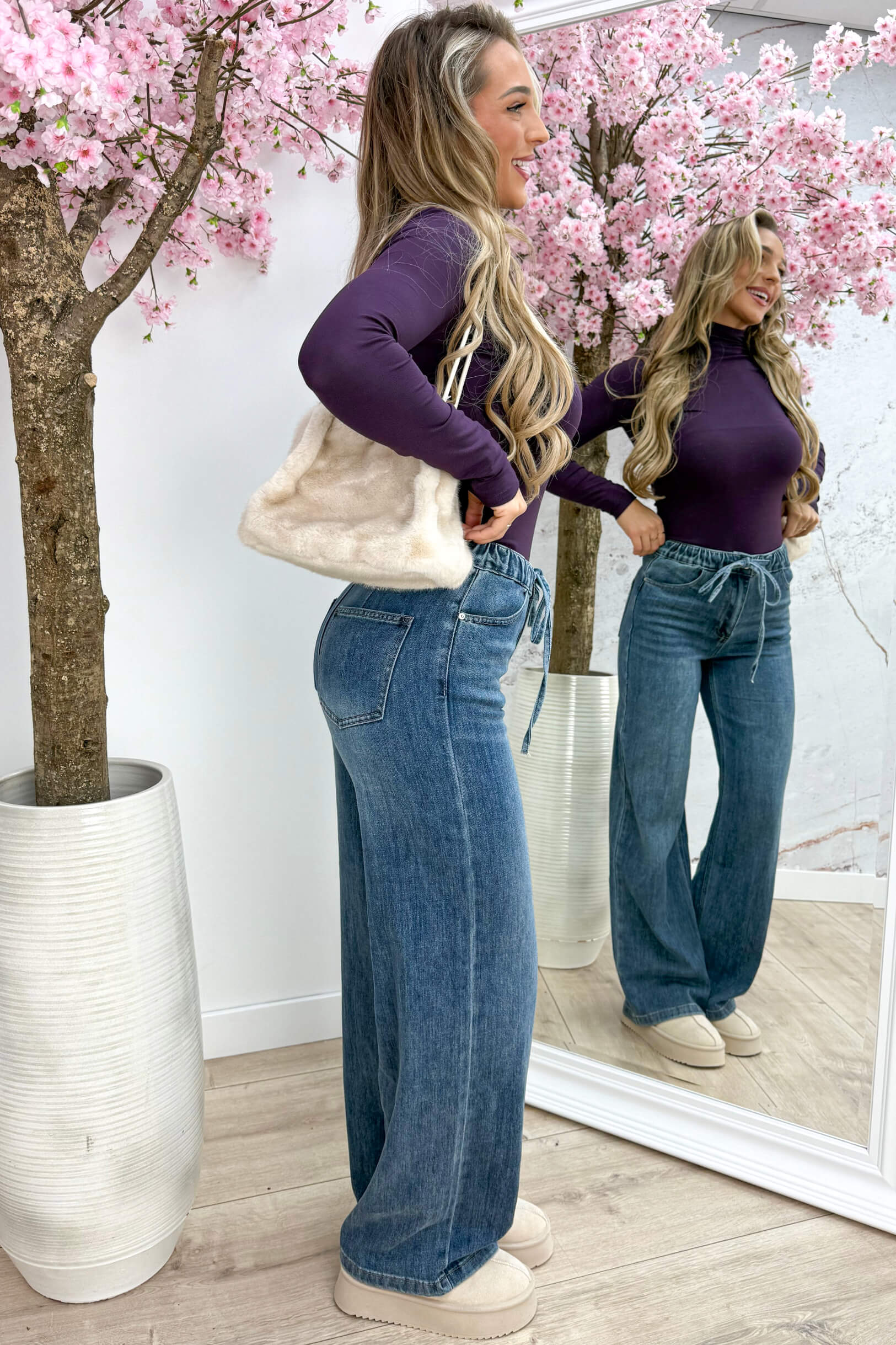 Long basic turtle neck topje - Dk. paars