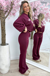 Cropped LA comfy co-ord - Bordeaux