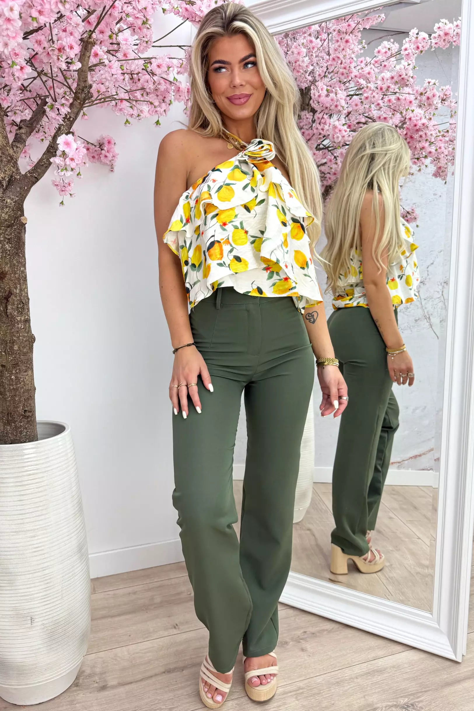 Lemons everywhere rose topje - Beige
