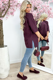 Beliebter Split Blazer - Bordeaux