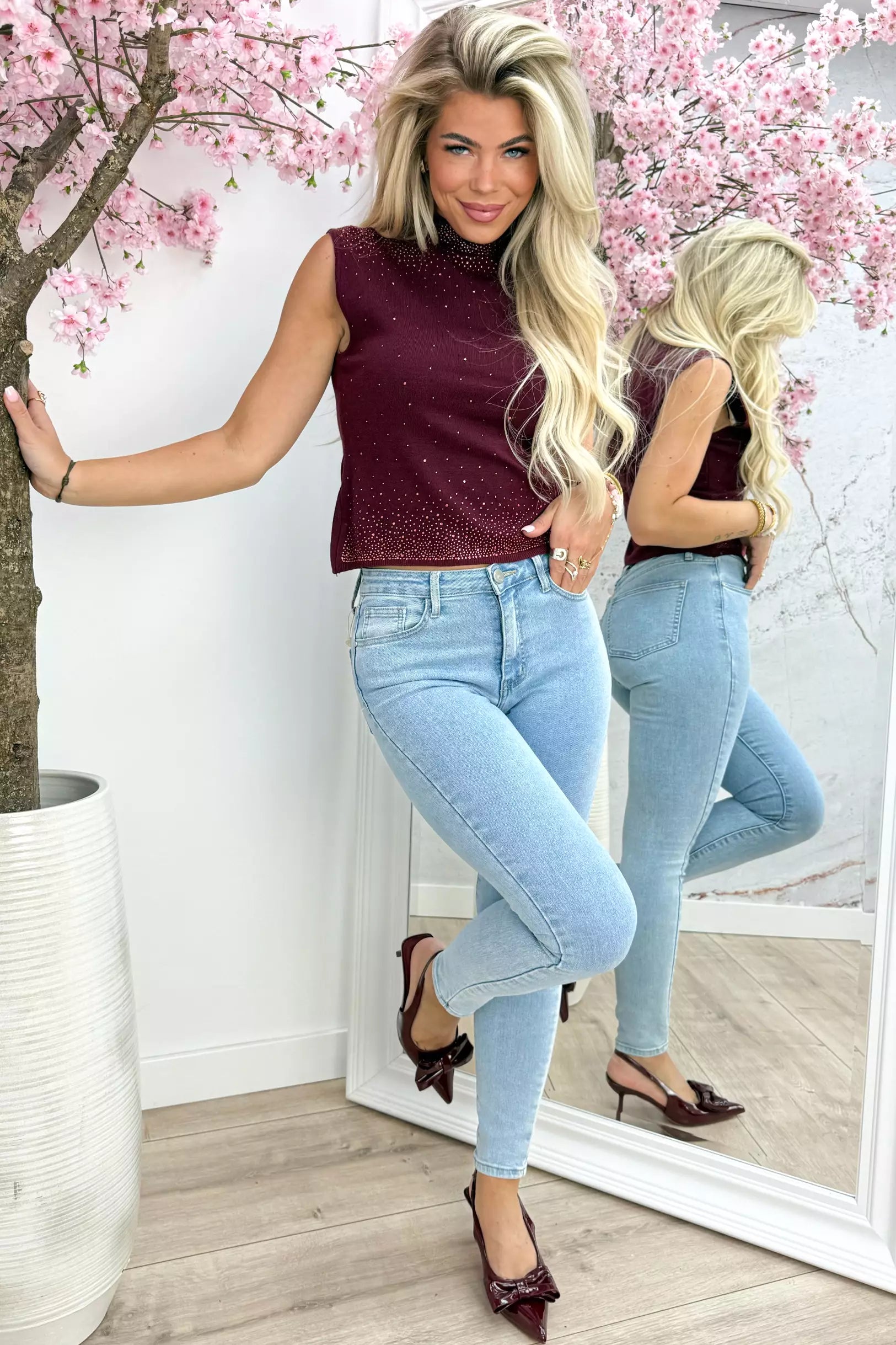 Diamond topje - Bordeaux