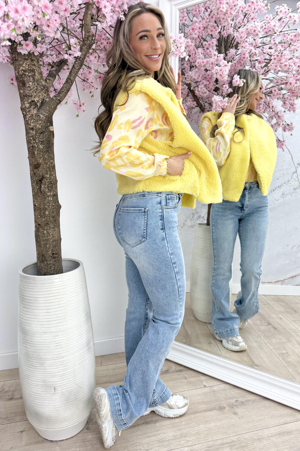 Teddy lover gilet - Geel