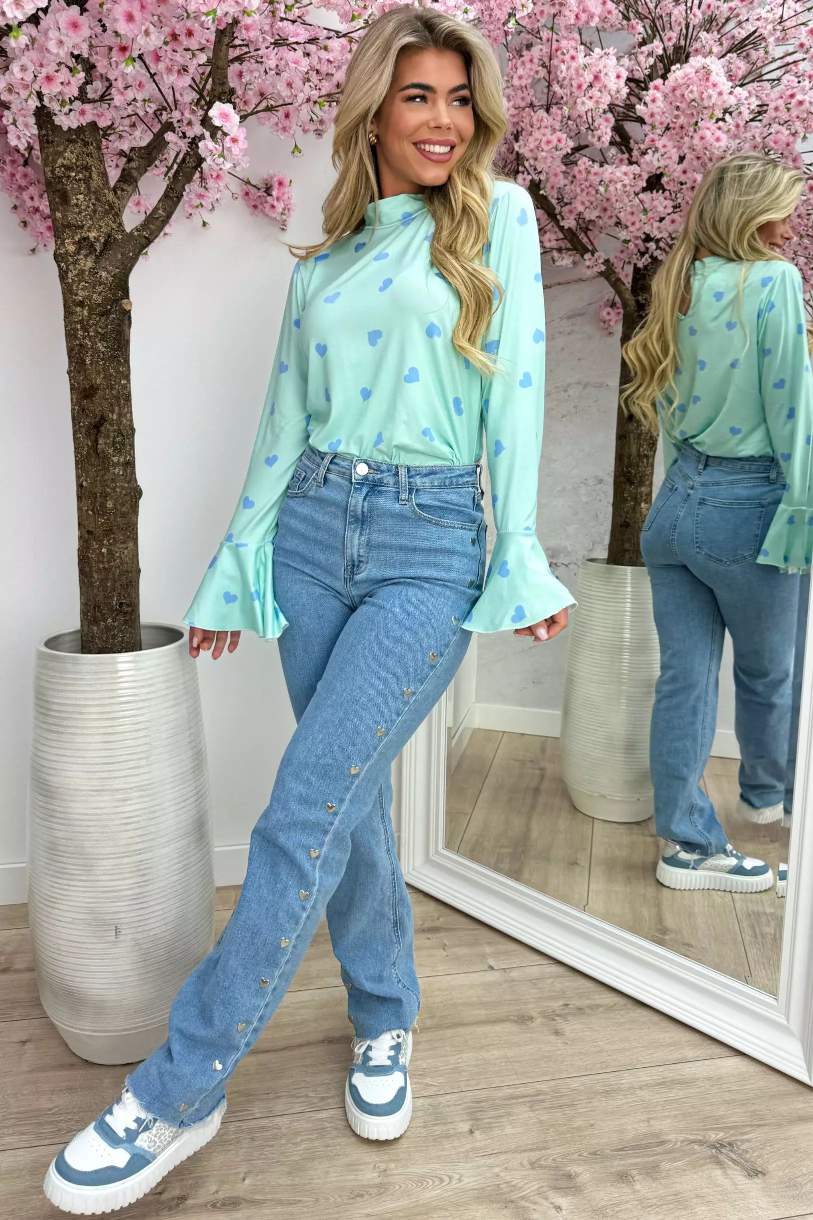 Soft hearts flairy topje - Mint