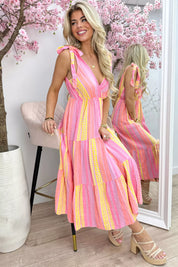 Es vedra cotton tie dress - Lollypop roze