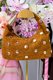 Golden stud bag - Cognac