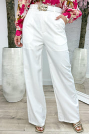 All about details belted pantalon - Wit