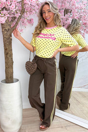 Matcha moments polkadot T-shirt - Geel