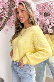 Twist and lace trui - Geel