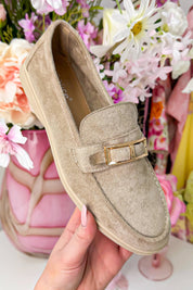 Chique suede look loafers - Taupe