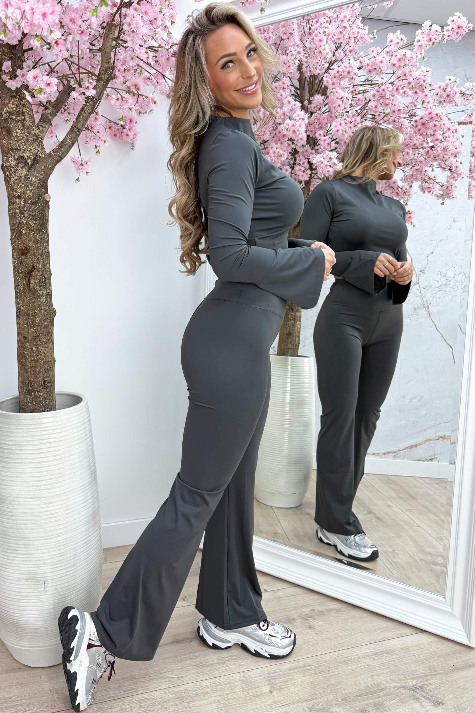 Sporty cropped co-ord - Dk. grijs