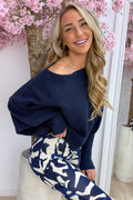 Pull bouffant basique - Marine