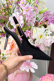 Suede elegance slingback heels - Zwart