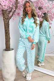 Striped leopard comfy co-ord - Mint