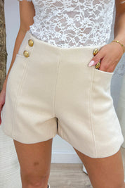 Gold button vilt short - Beige