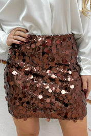 All Eyes On You Paillet Skirt - Brown