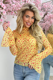 Hearts mesh topje - Geel