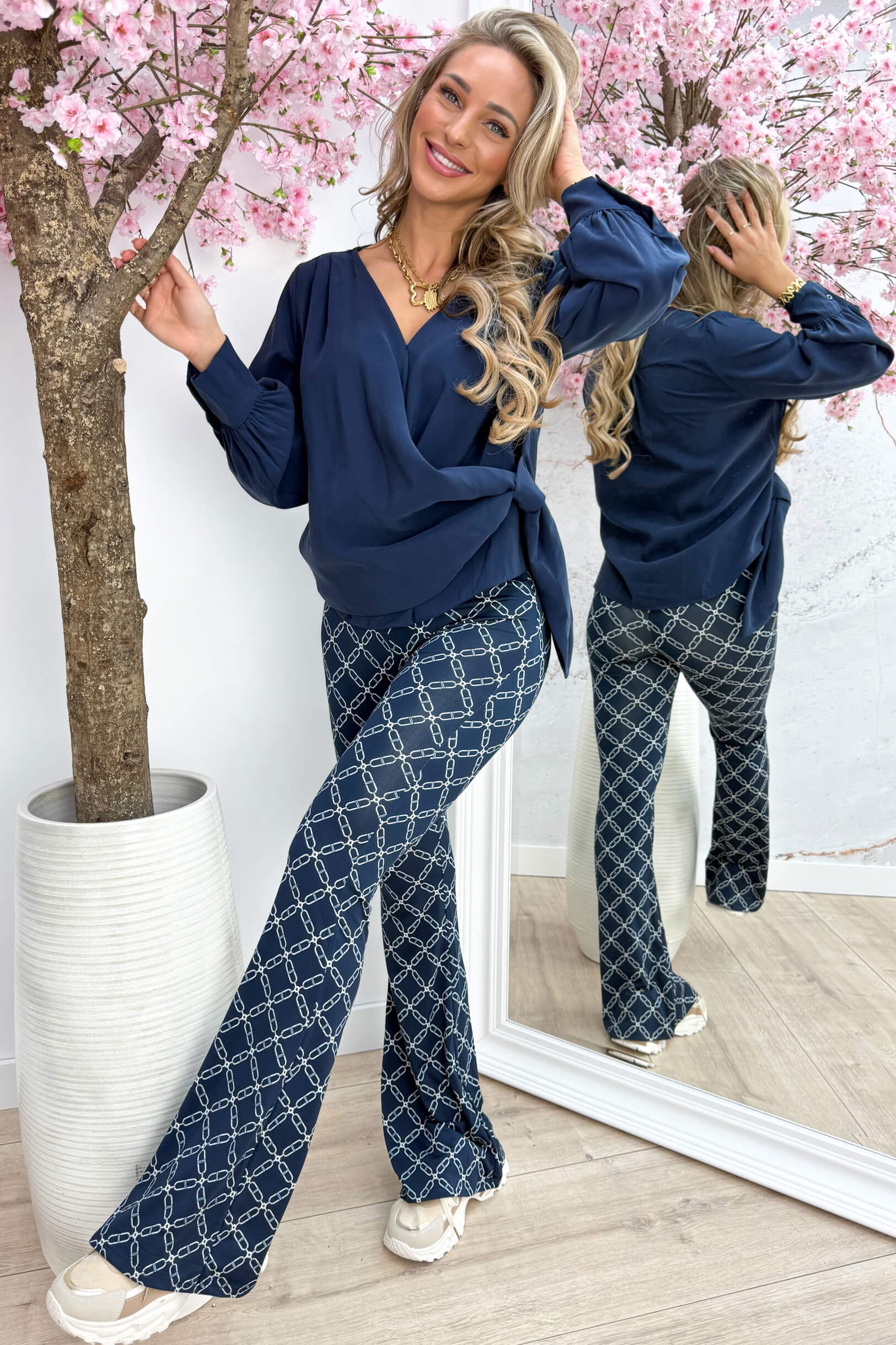 Omslag bow topje - Navy