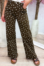 Polkadot wide leg jeans - Bruin