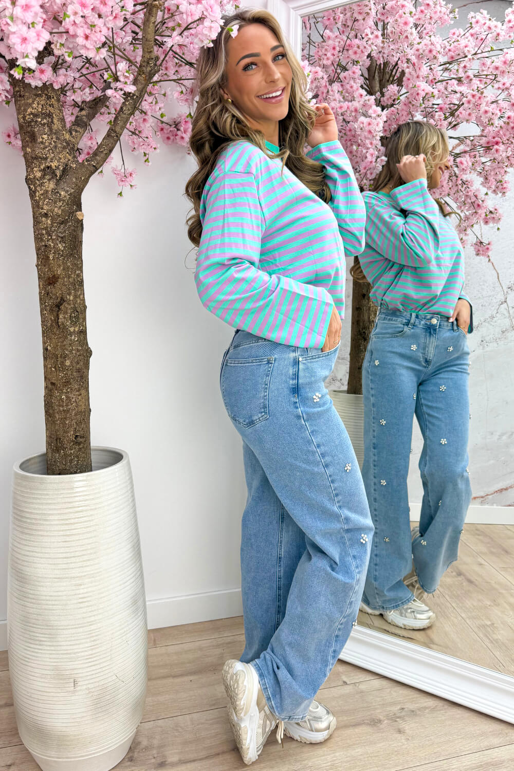 Stripe it easy topje - Mint