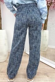Girl in tweed lurex pants - Navy