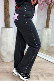 Starstruck studded straight leg jeans - Roze