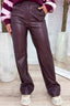 Pantalon aspect cuir croco - Bordeaux