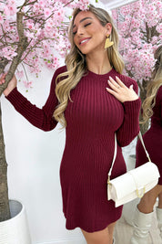All day ribbed dress - Bordeaux
