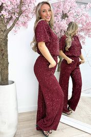 Lovely paillets pants - Bordeaux