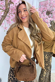Cowgirl studded suede look jacket - Camel