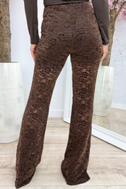 Velvet lace flair pants - Bruin