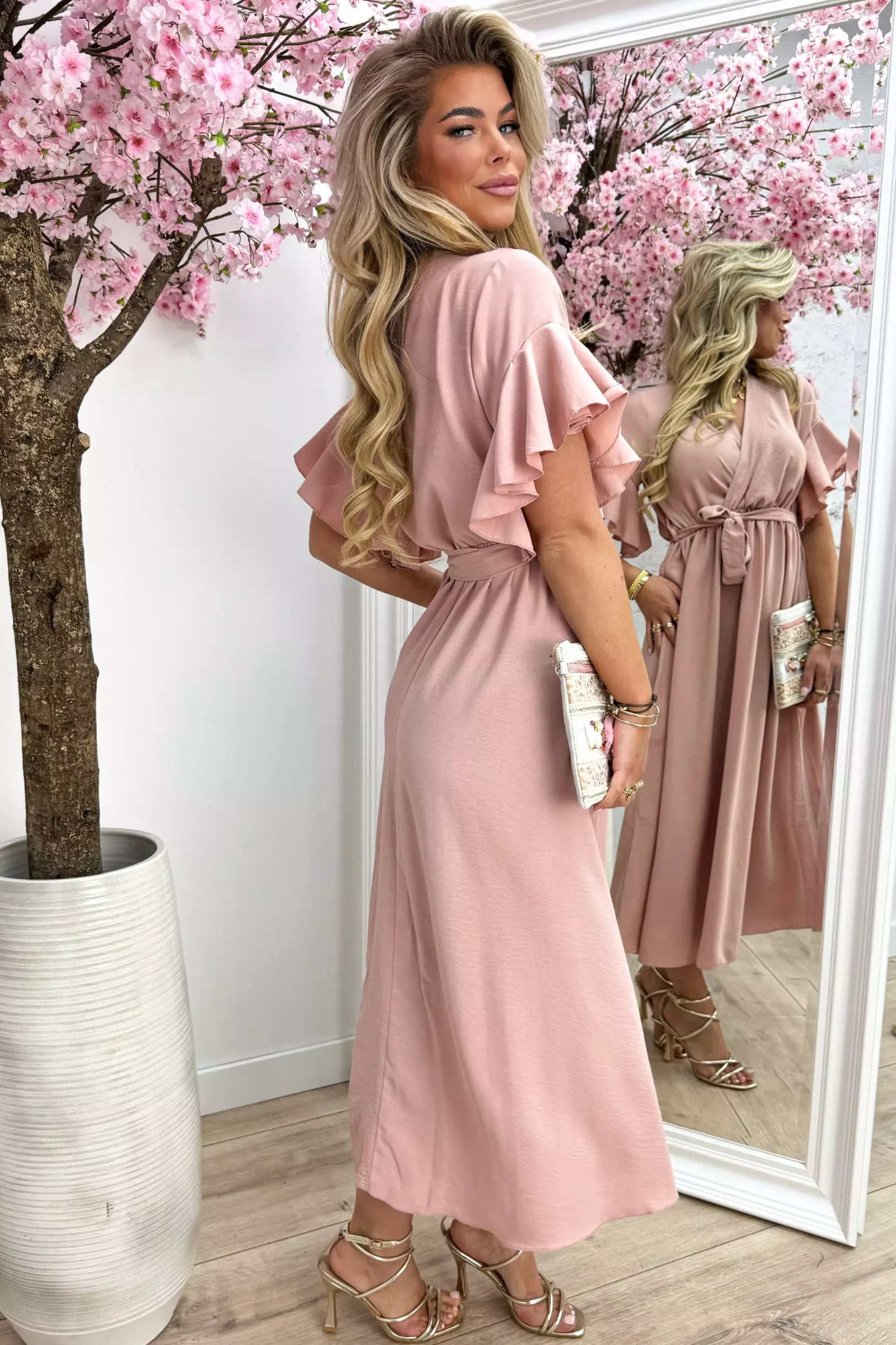 Rio Ruffle Maxi Kleid - alt Pink