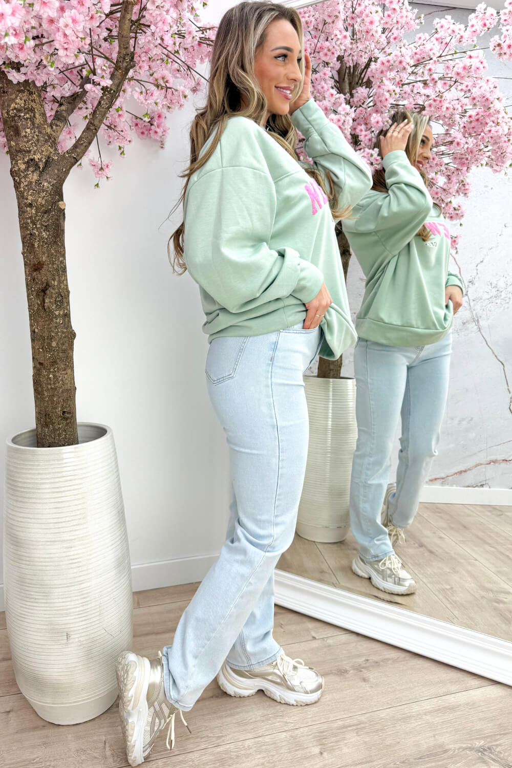 NY teddy zipper sweater - Mint