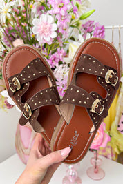 Toff suede look slipper - Bruin