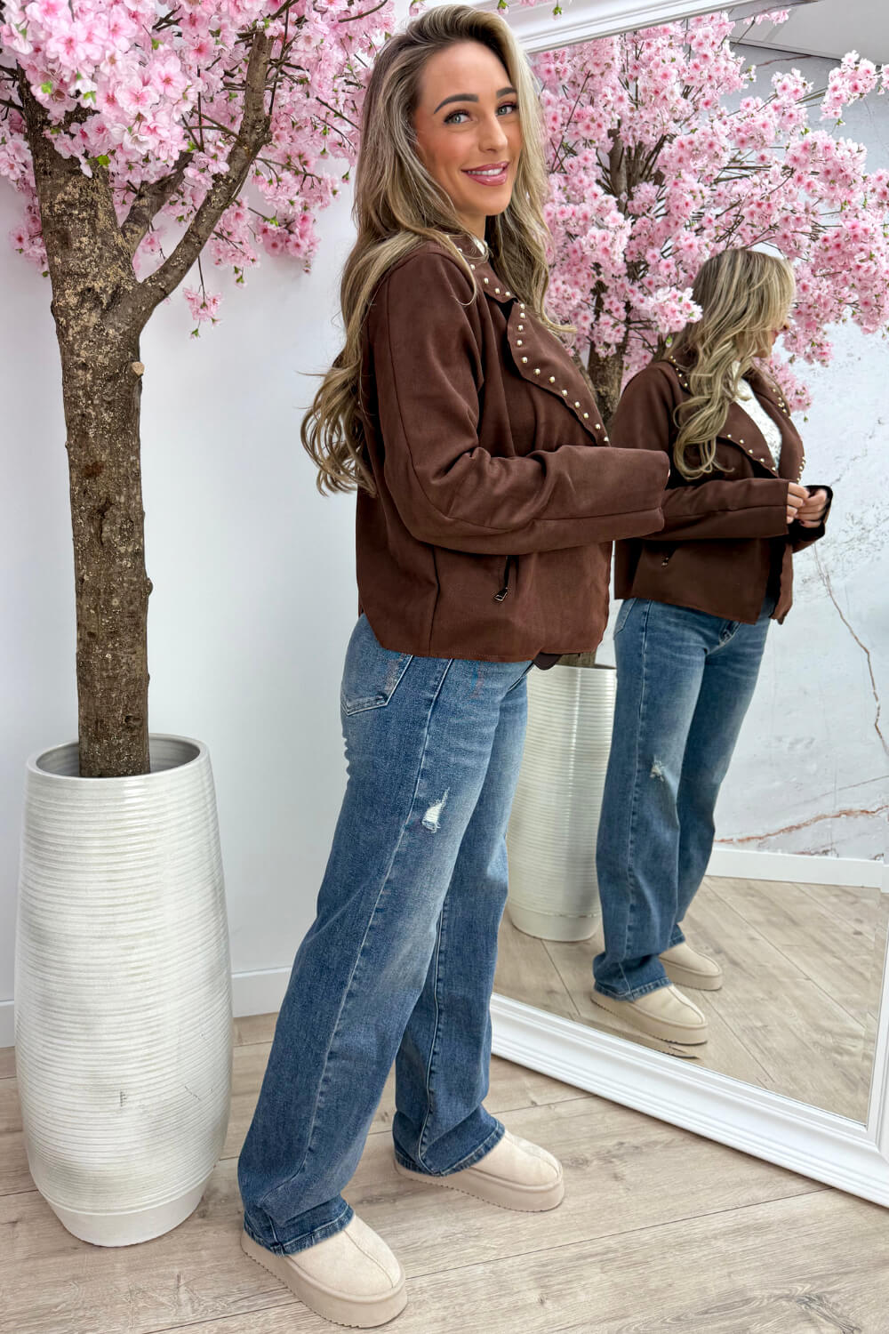 Cowgirl studded suede look jacket - Bruin