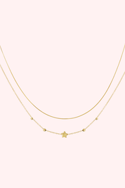 Dubble Layerd Star Necklace - Gold