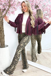 Yeehaw fringe suede look jacket - Bordeaux