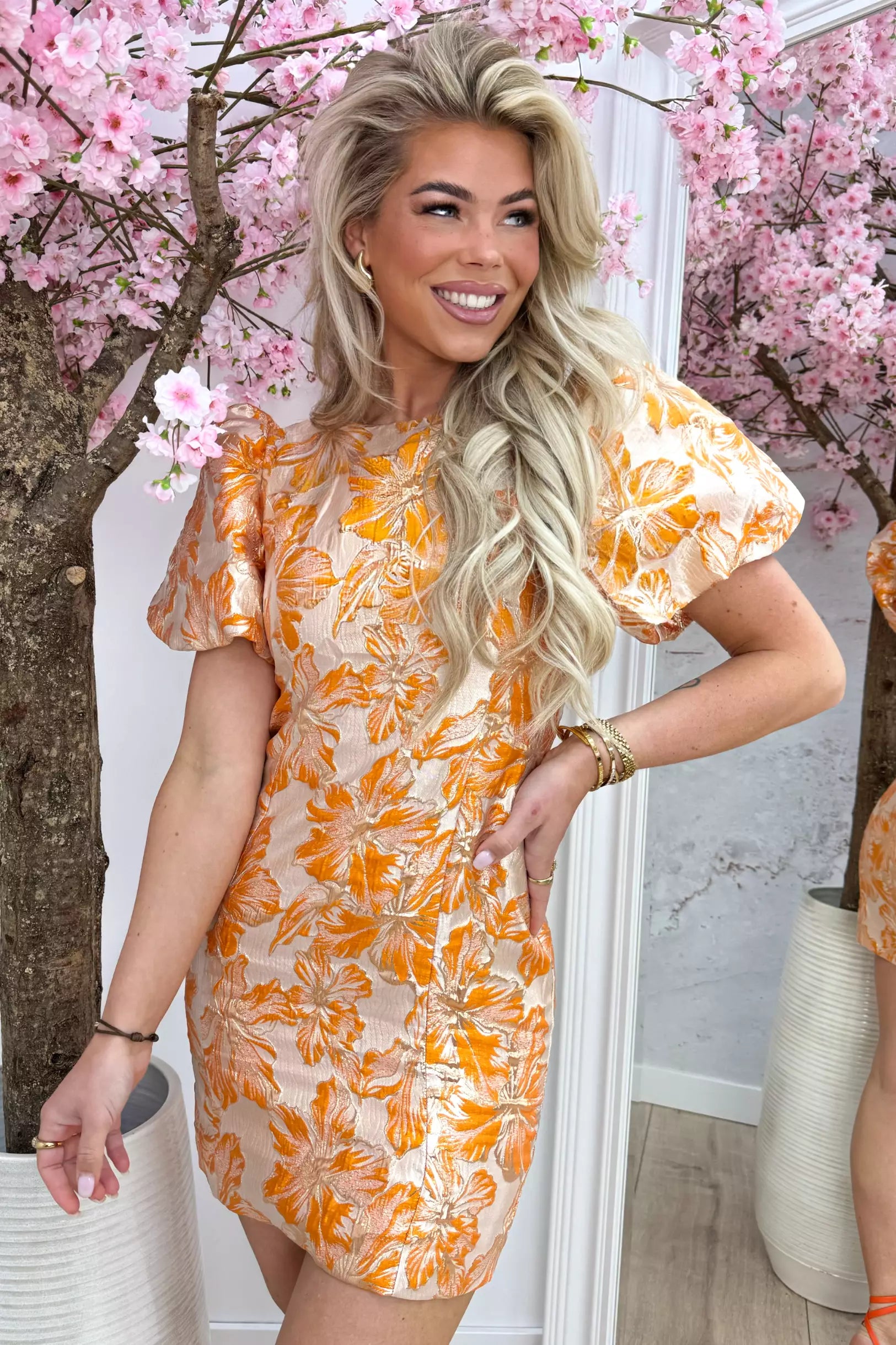 Flower poffie dress - Oranje