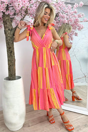 Es vedra cotton tie dress - Oranje
