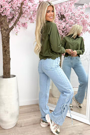 Wavy embroidery blouse - Army