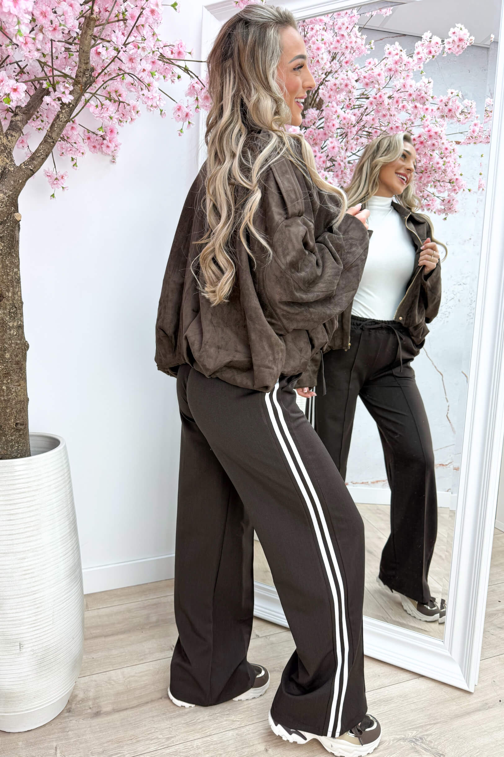 Autumn feelings suede look bomber - Bruin