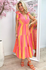 Es vedra cotton tie dress - Oranje