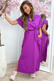 Robe divisée tressée ceinturée - Berry Purple